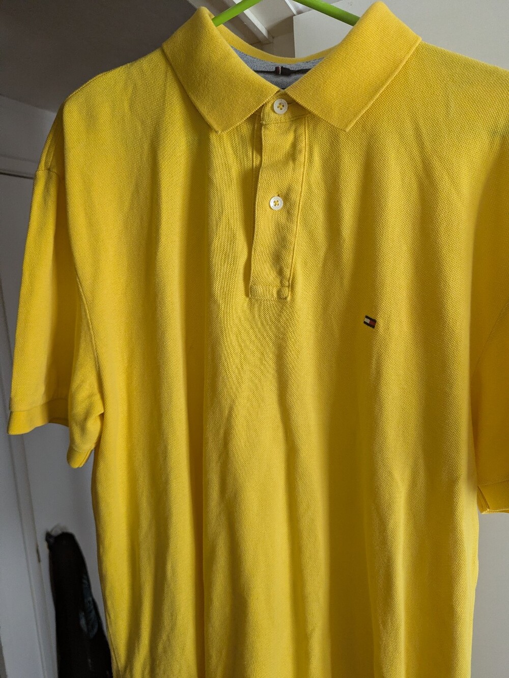 Tommy Hilfiger Men’s Bright Yellow Polo Shirt with Signature Flag
